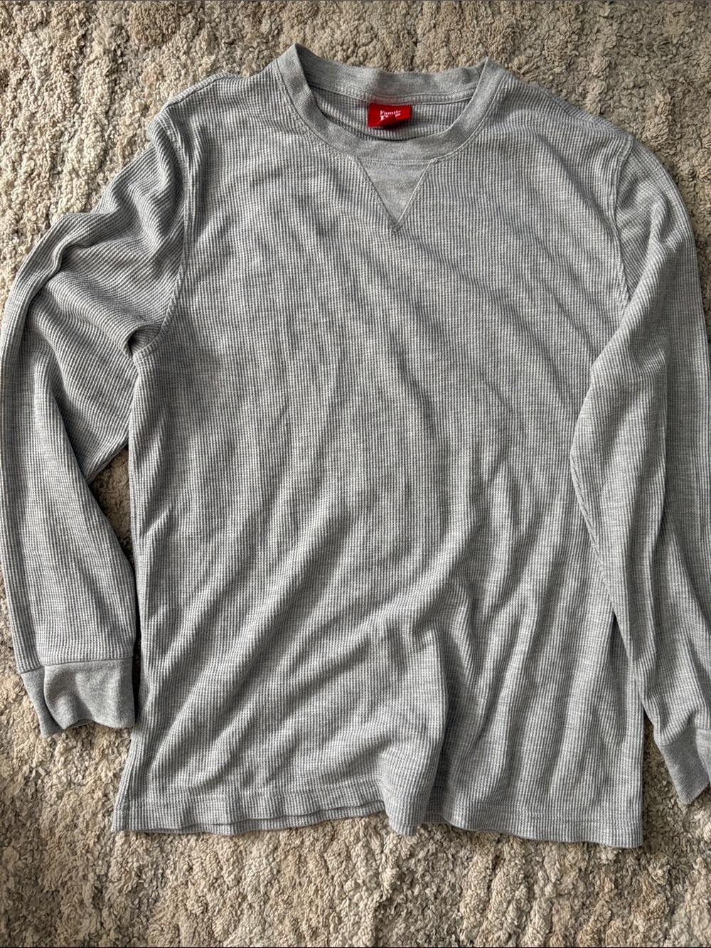 OFFERS OPEN! Macy's Family PJs Heather Gray Waffle Knit Crewneck large shirt lon